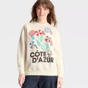 Women's Côte D'Azur Peanuts White Graphic Sweater XS Peanuts